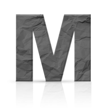 m harfi kırmızı kağıt buruşuk