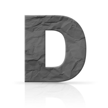 D harfi kırmızı kağıt buruşuk