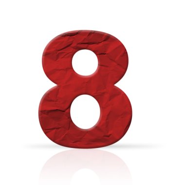 Sekiz kırmızı buruşuk kağıt doku