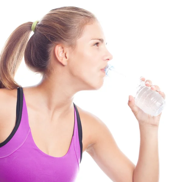 Young cool woman drinking water — Stock Photo, Image