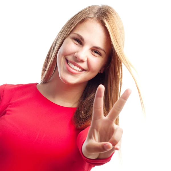 Jovem legal mulher conceito de paz — Fotografia de Stock