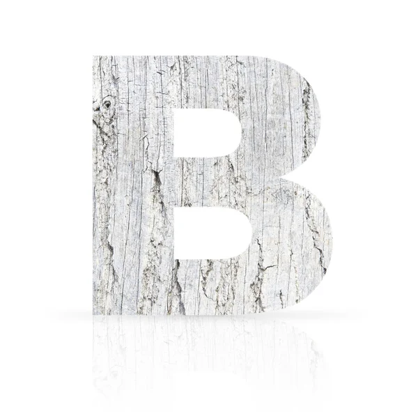 B Buchstabe weiß Holz Textur — Stockfoto