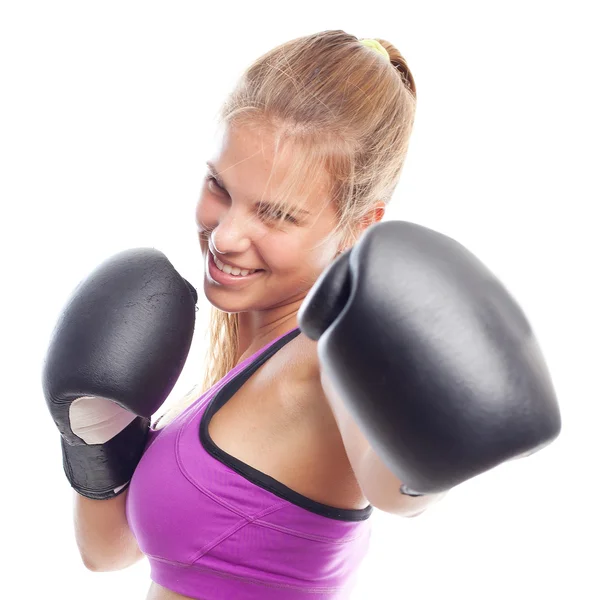 Joven cool mujer boxeo — Foto de Stock