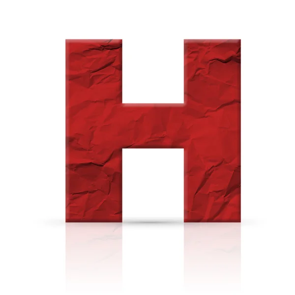 H harfi buruşuk kırmızı kağıt — Stok fotoğraf