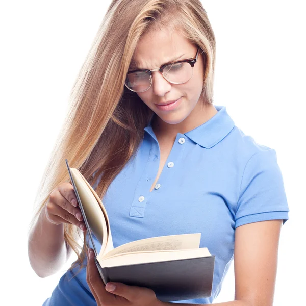 Young cool woman with a book — Stock Photo, Image