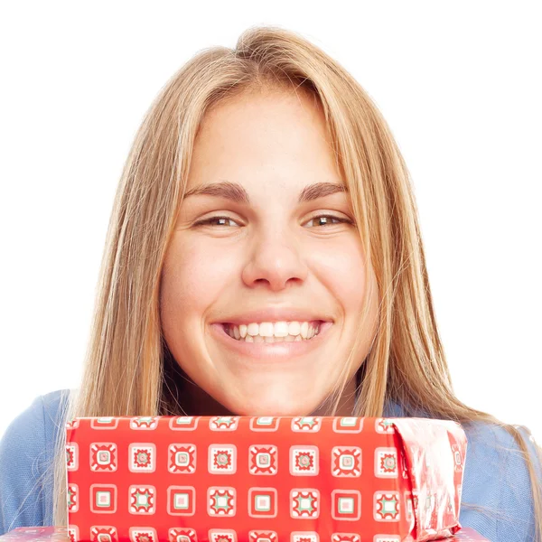 Joven cool mujer con regalos —  Fotos de Stock