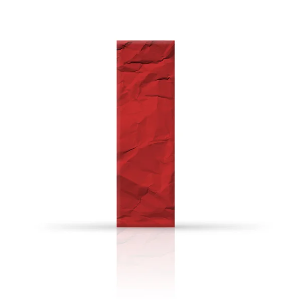 I letter wrinkled red paper — Stock Photo, Image