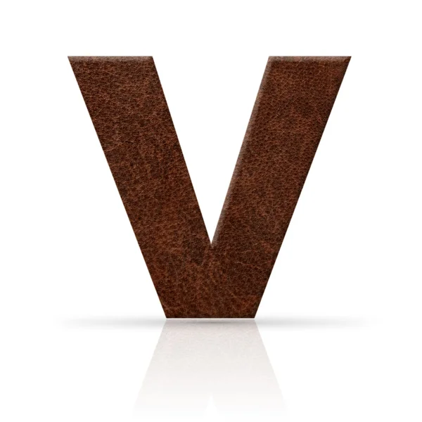 V letter leather texture — стоковое фото
