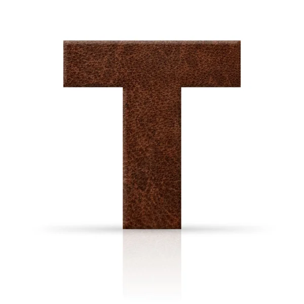 T letter leather texture — Stock Photo, Image
