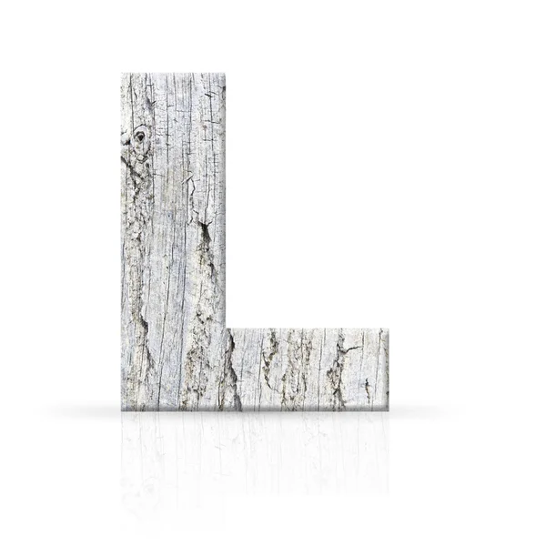L letter white wood texture — Stock Photo, Image