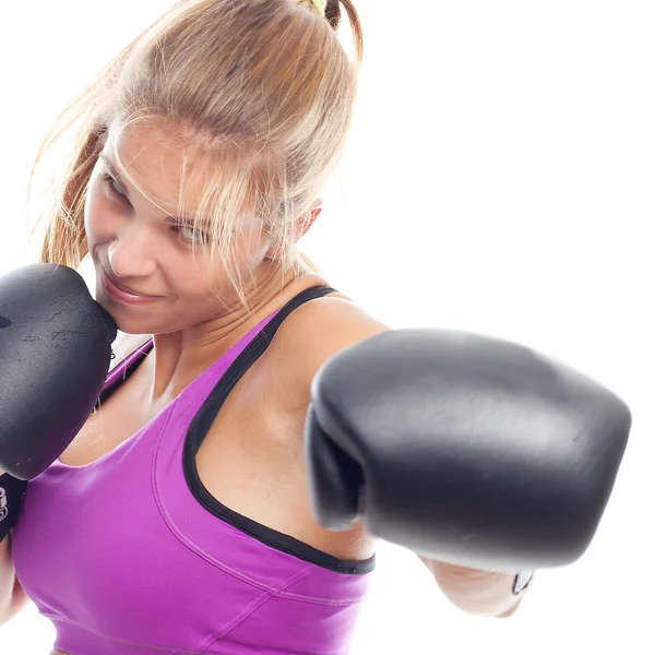 Young cool woman boxing — Stock Photo, Image