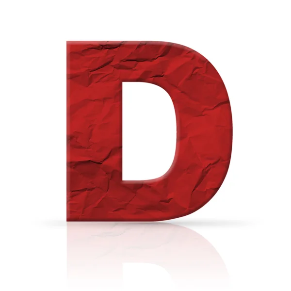 D letter wrinkled red paper — Stock Photo, Image