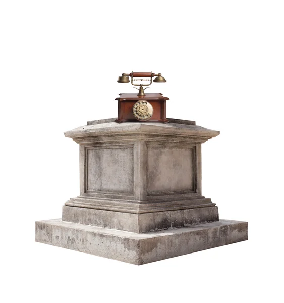 Retro pedestal and a phone — Stock Photo, Image