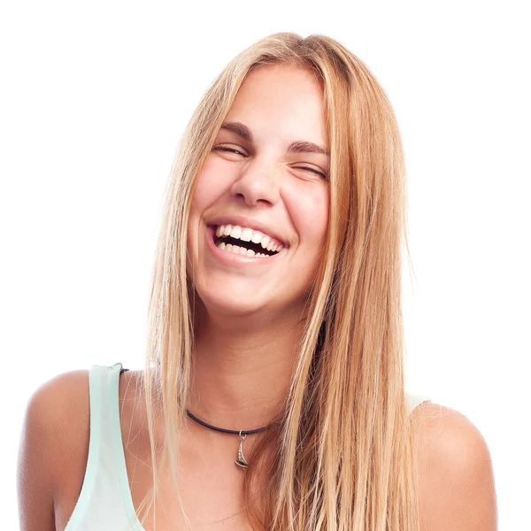 Młoda kobieta fajny śmiech — Zdjęcie stockowe