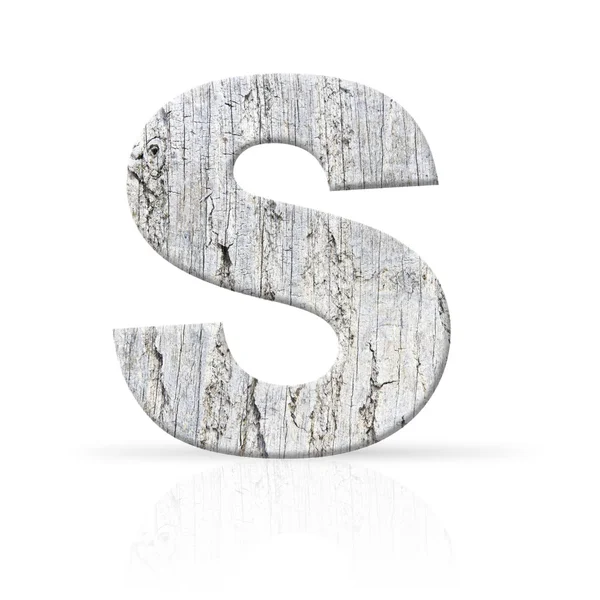 S letter white wood texture — Stock Photo, Image