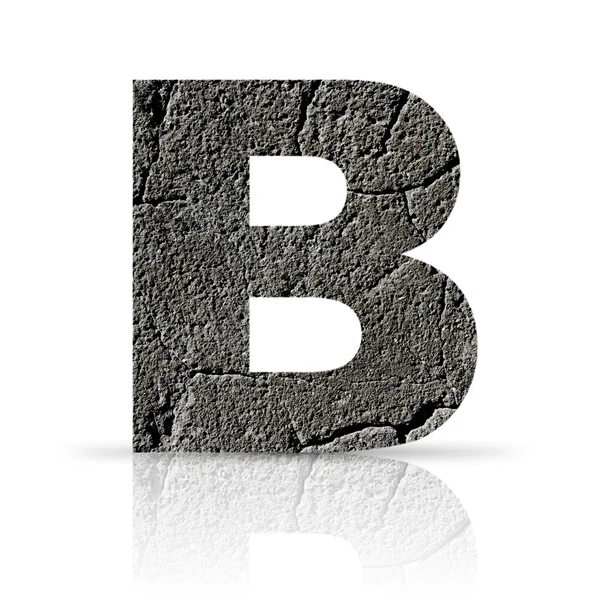 B Buchstabe geknackt Zement Textur — Stockfoto