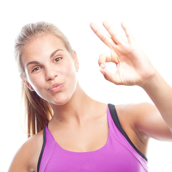 Junge coole Frau mit einem Meter — Stockfoto