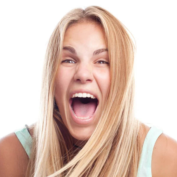 Młoda kobieta fajne krzycząc — Zdjęcie stockowe