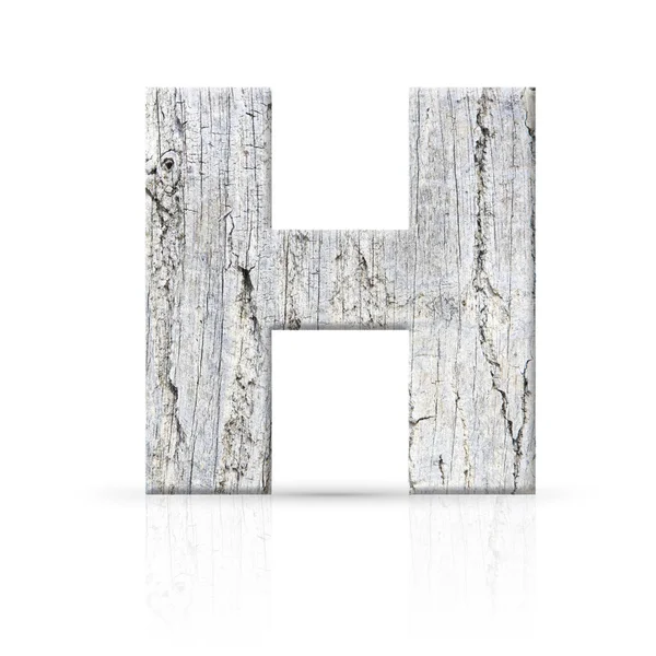 H letra textura de madeira branca — Fotografia de Stock