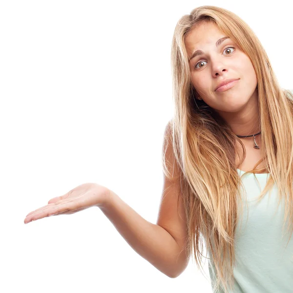Young cool woman confused — Stock Photo, Image