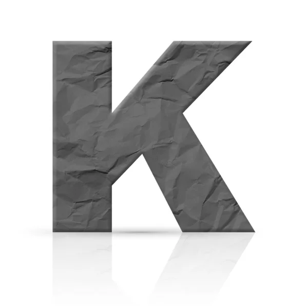 K letter wrinkled red paper — Stock Photo, Image