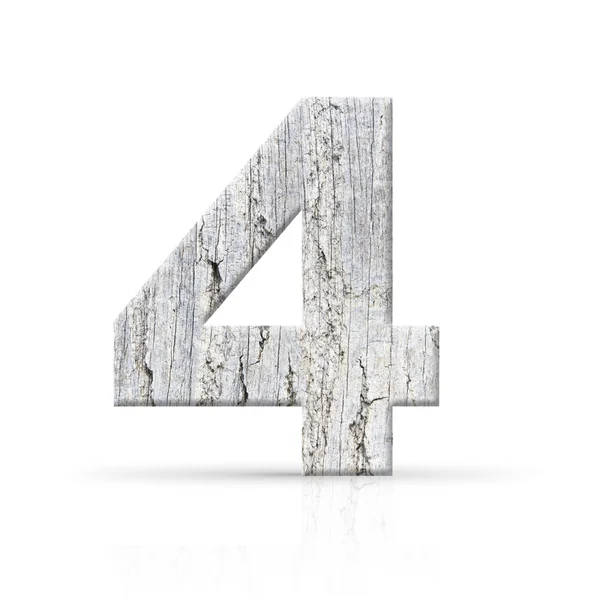 Numer cztery białe tekstury drewna — Zdjęcie stockowe