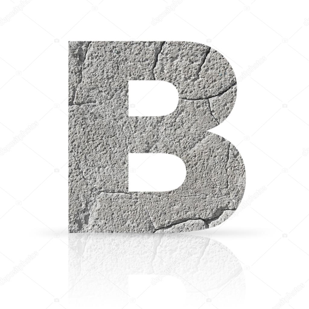 B  letter cracked cement texture