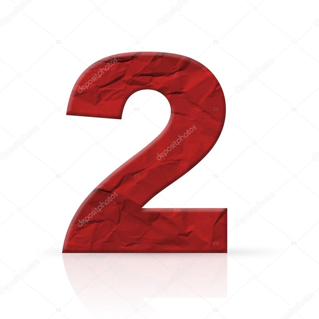 Two red wrinkled paper number texture