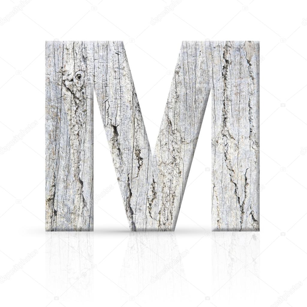 m letter white wood texture