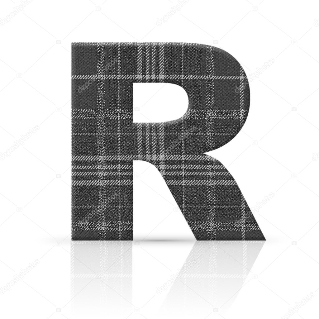 r letter plaid fabric texture