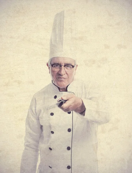 Senior cool man with a knife — Stock Photo, Image