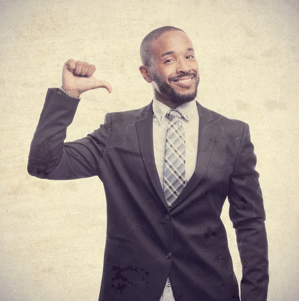 Young cool black man satisfied face — Stock Photo, Image