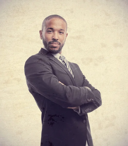 Young cool black man satisfied pose — Stock Photo, Image