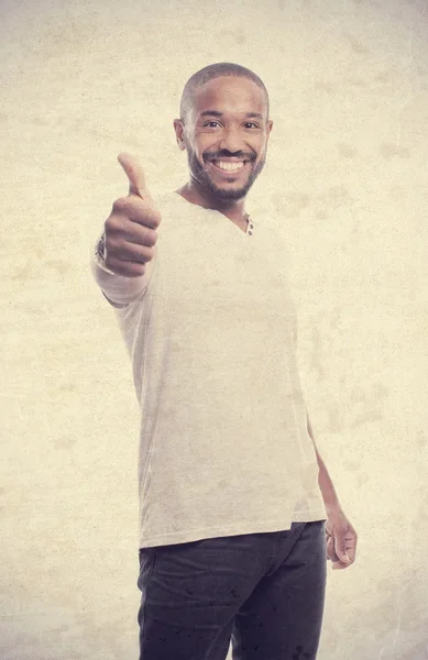 Young cool black man all rignt sign — Stock Photo, Image