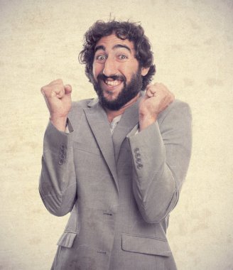 Genç deli adam. mutlu kavramı