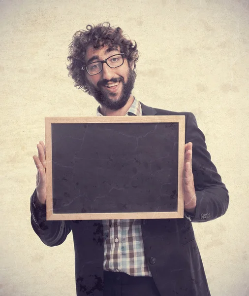 Jeune fou avec tableau noir — Photo