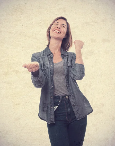 Joven cool mujer celebrando pose — Foto de Stock