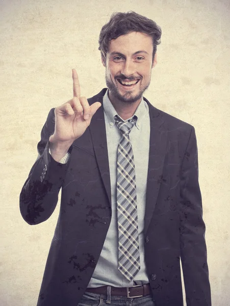 Young crazy businessman having an idea — Stock Photo, Image