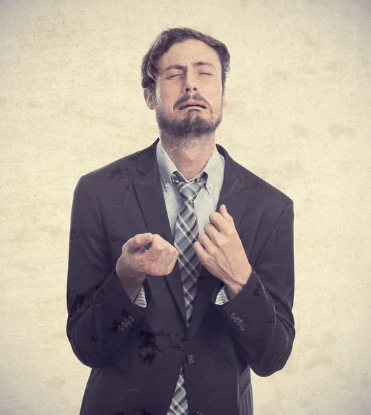 Young crazy businessman crying — Stock Photo, Image