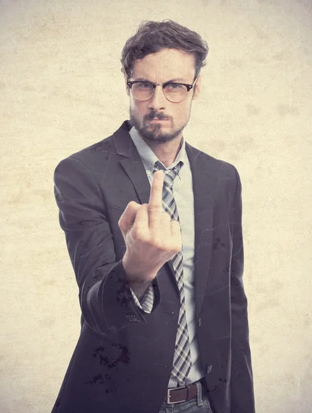 Jovem louco empresário discordar gesto — Fotografia de Stock