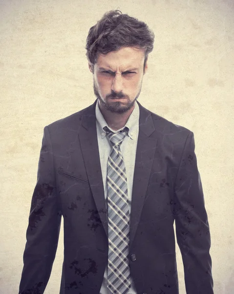 Young crazy businessman angry face — Stock Photo, Image