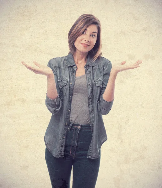 Joven cool mujer confundido — Foto de Stock