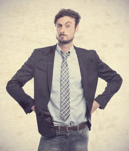 Young crazy businessman proud gesture — Stock Photo, Image