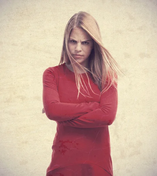 Genç kadın kızgın konsept cool — Stok fotoğraf