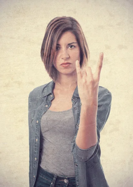 Young cool woman disagree gesture — Stock Photo, Image