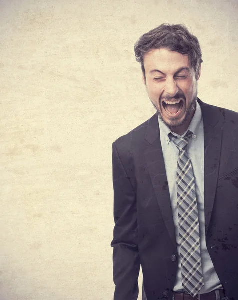 Young crazy businessman shouting — Stock Photo, Image