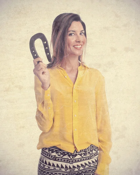 Young cool woman with horseprint — Stock Photo, Image