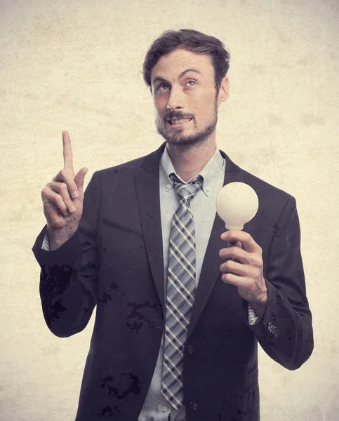 Young crazy businessman having an idea — Stock Photo, Image