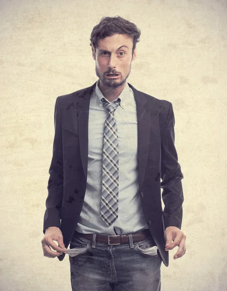 Young crazy businessman poor concept — Stock Photo, Image