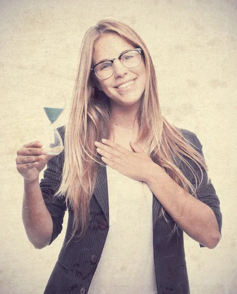 Jonge cool vrouw met een timer — Stockfoto